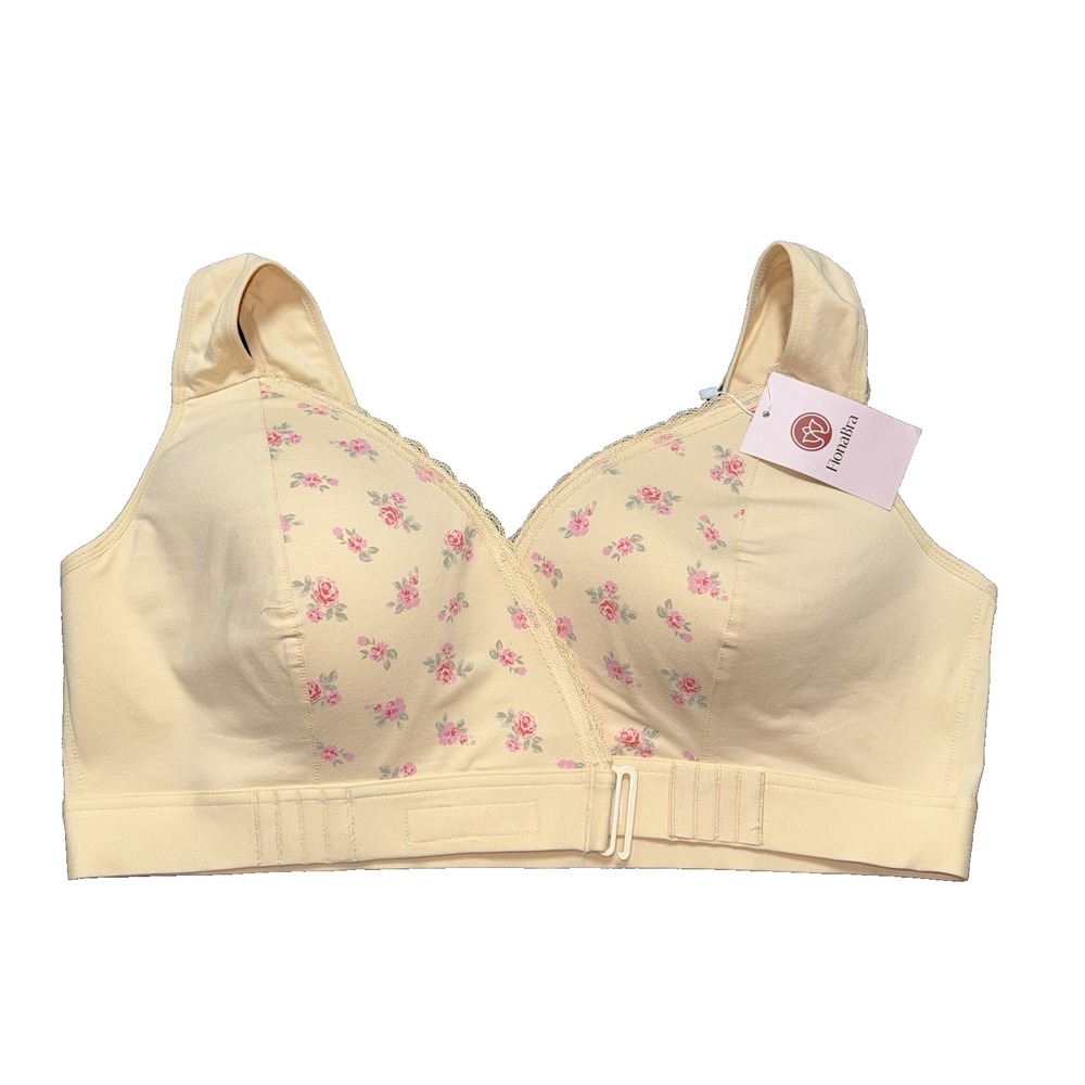 NWT Fiona Bra Comfortable & Convenient Front Wrap Closure Bra Pink Beige 4XL